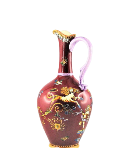 Earthenware vase with handle A.BERETTINO ROUGE GIEN